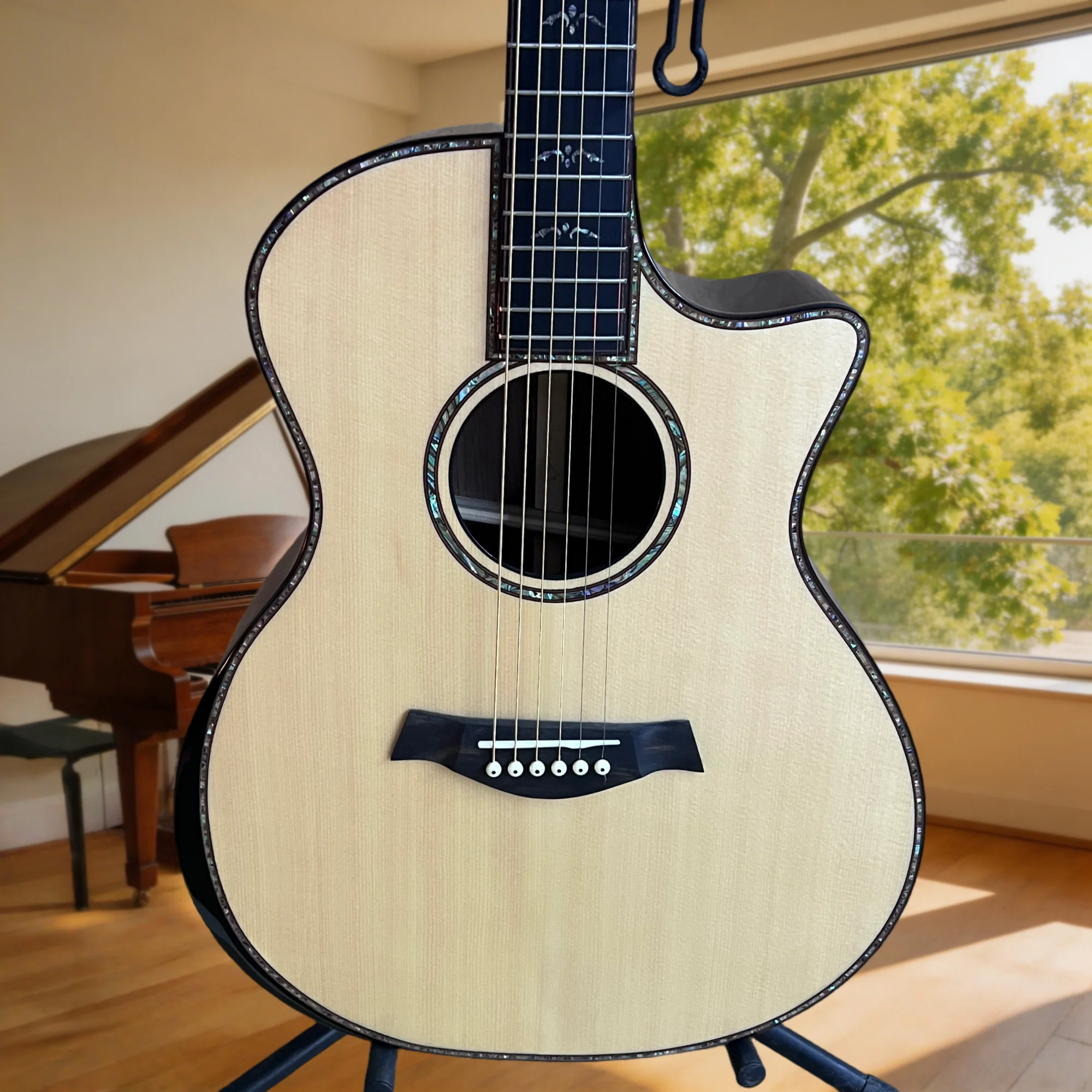 Hochwertige 914 Serie Akustikgitarre 6 Saiten Fester Stabkasten Palisanderhals Fichtenkörper Massivholzdecke Country-Musik Kostenloser Versand