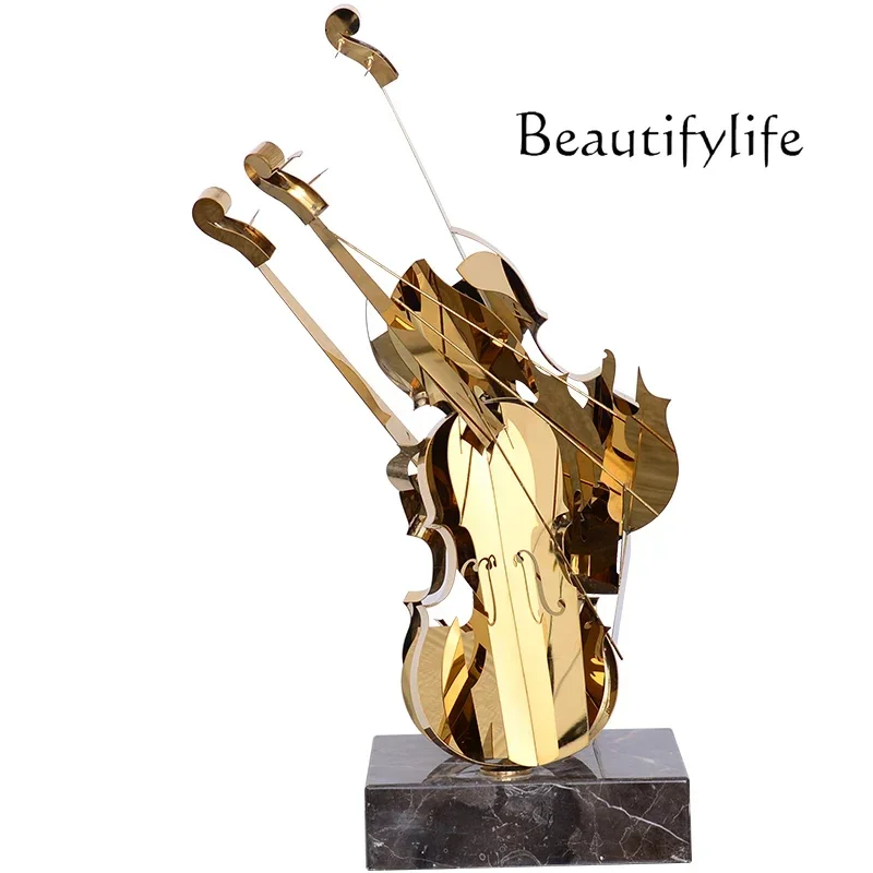 

Modern simple stainless steel violin hotel clubhouse lobby entrance sculpture artwork ornament