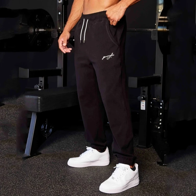 ผู้ชาย Sweatpants ใหม่ฤดูใบไม้ร่วงฤดูหนาวใหม่กีฬาฟิตเนสสบายๆกางเกง Jogger GYM วิ่งการฝึกอบรมกางเกงกลางเอวกางเกง Drawstring