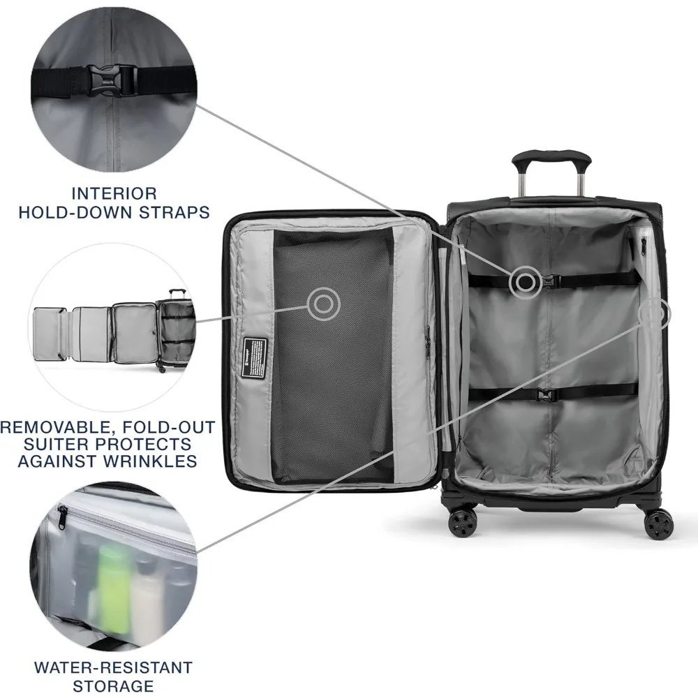 Mala de bagagem giratória de 8 rodas expansível leve com trava TSA Bolsa de viagem unissex