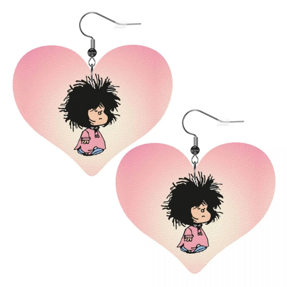 

Custom Drop Dangle Earrings Anime Mafalda Leather Teardrop Earrings Cartoon Quino Manga PVC Leather for Gifts Dainty Jewelry