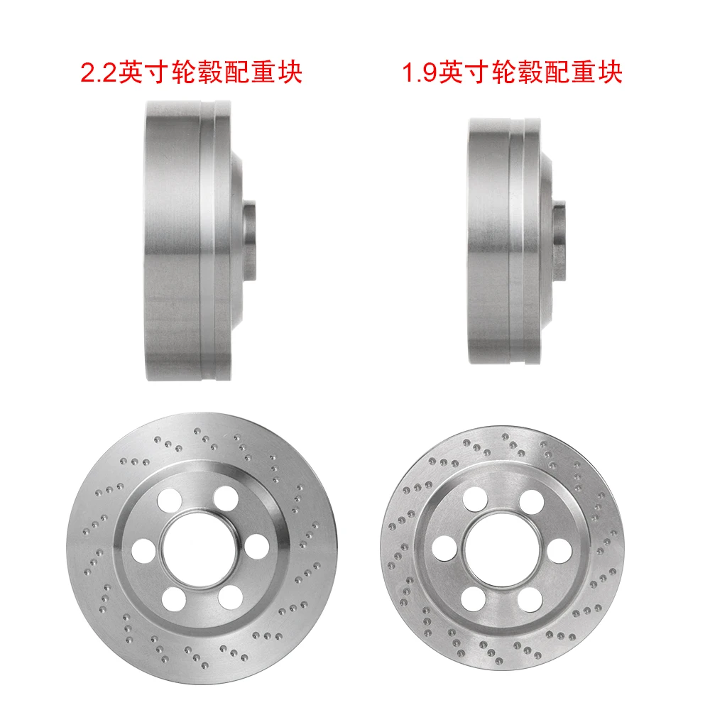 2Pcs Stainless Steel 1.9/2.2 inch Wheel Rims Internal Counterweight Balance Weight for 1/10 RC Crawler Car Model Parts