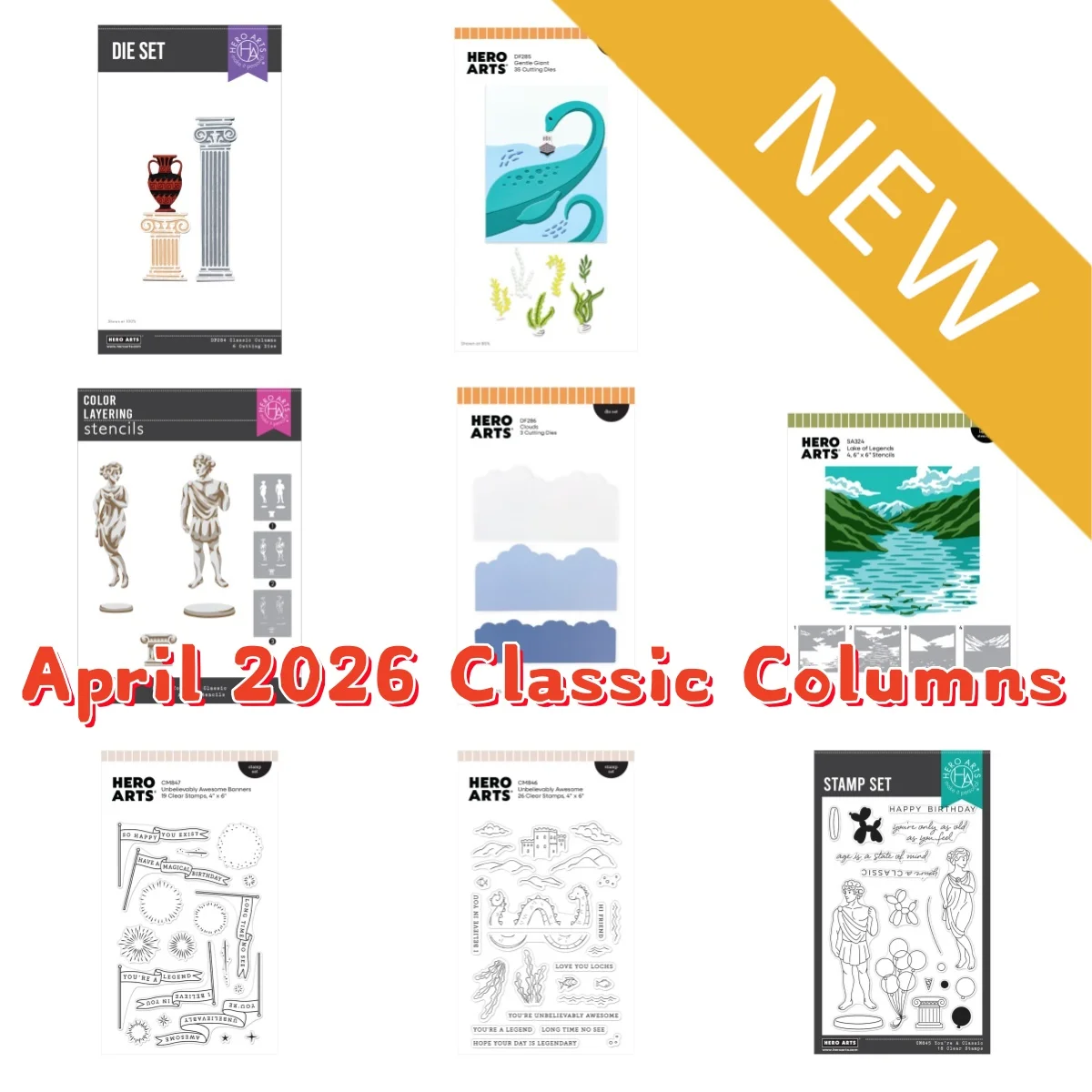 

April 2026 Classic Columns Metal Cutting Dies Clear Stamps Layering Stencil for DIY Greeting Card Making Scrapbooking Craft