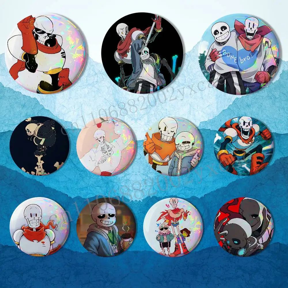 

Bone bro Sans Undertale Papyrus Badges Badges On Backpack Jacket Cartoon Round Brooches Acrylic Button Pins Collection Gifts