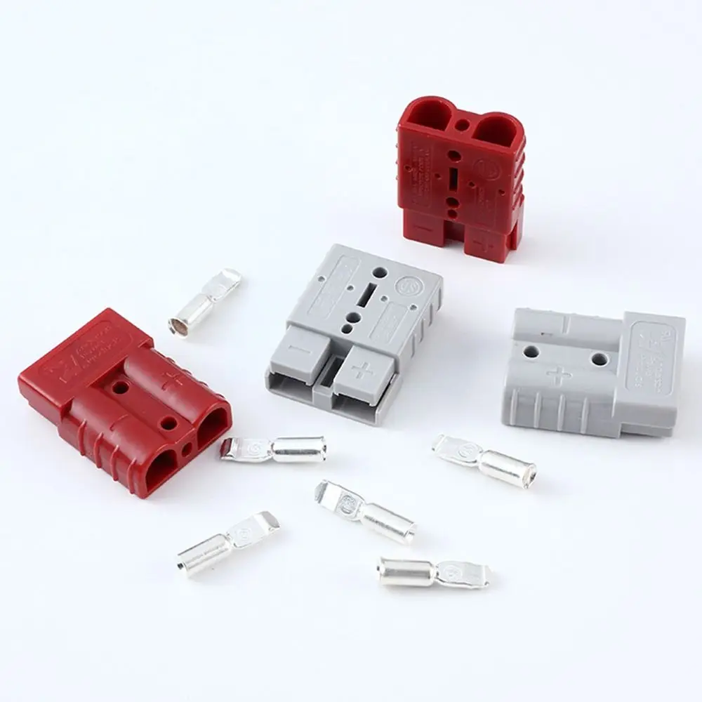 Power Connectors 50 AMP Plug Cable Terminal 600V Grey Red Quick Plug Connector Pins Lugs Copper For Anderson