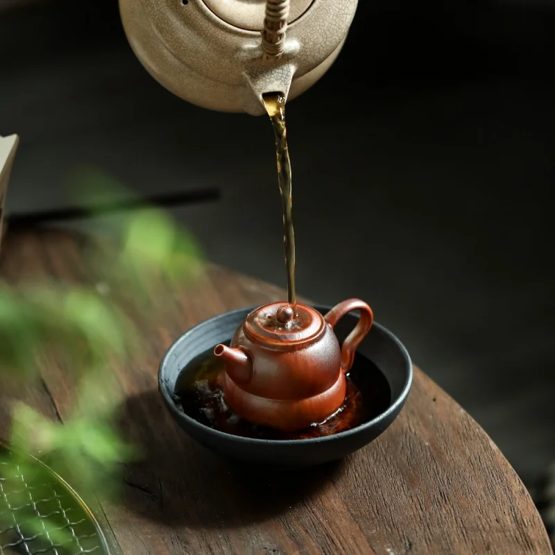 Japanese Style Handmade Retro Stoneware Draining Teapot Platform Water Storage Water Drop Container Teapot Base Tea Table Tea Po