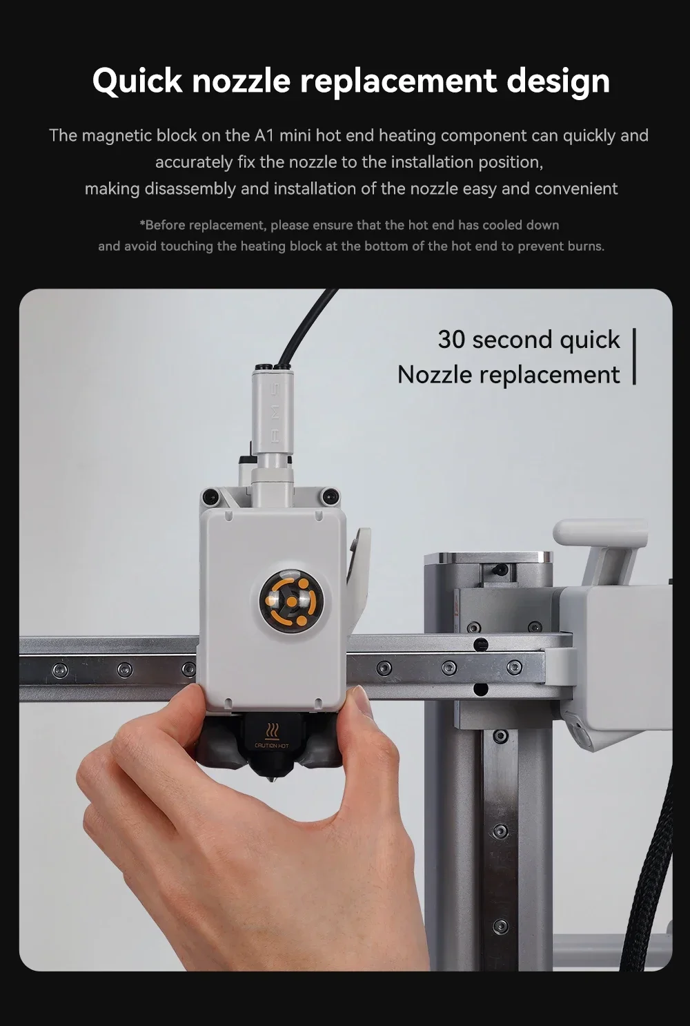 2 stuks A1 Mini Upgrade Hotend Kit, 3D-printerkop Hot End Heating Block Kit met 0,6 mm gehard stalen mondstuk en siliconen sokken voor Bambu Lab A1/A1 Mini