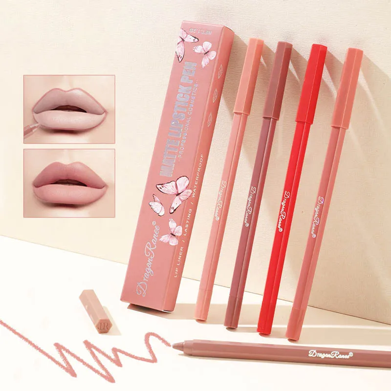 12 Colors Foaming Lipliner Durable Waterproof Soft Mist Lipstick Pen Gentle Pink Brown Purple Colors Matte Lip Contouring Pencil