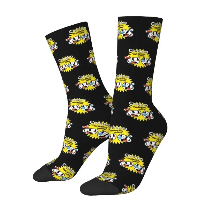 Hot Game Cuphead Mugman Men Women Crew Socks Unisex Cute Spring Summer Autumn Winter Dress Socks