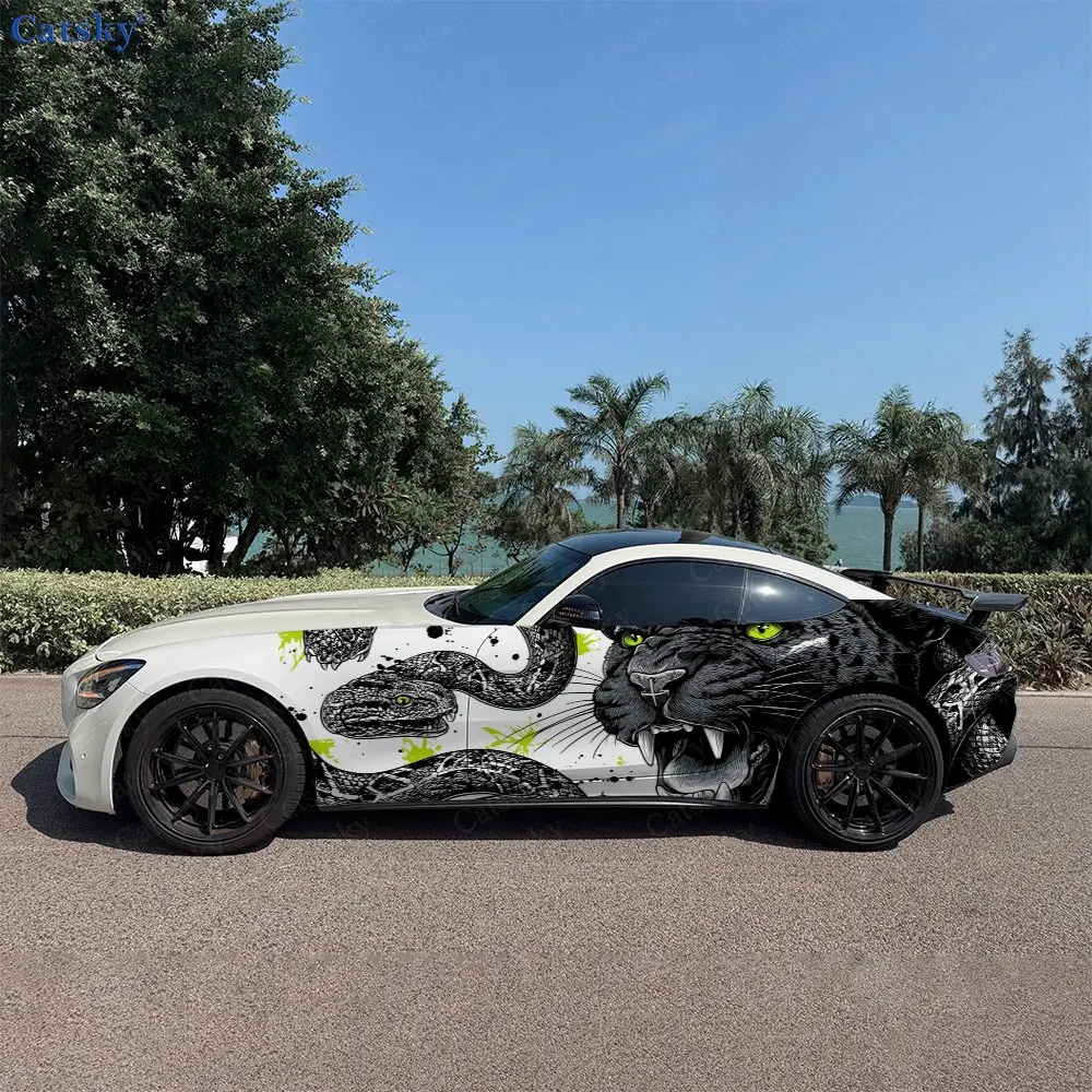 2pcs Dark Green Rage, Durable, Fade-resistant, Enhance Vehicle Aesthetics With Bold Artistic Design Car Vinyl Wraps
