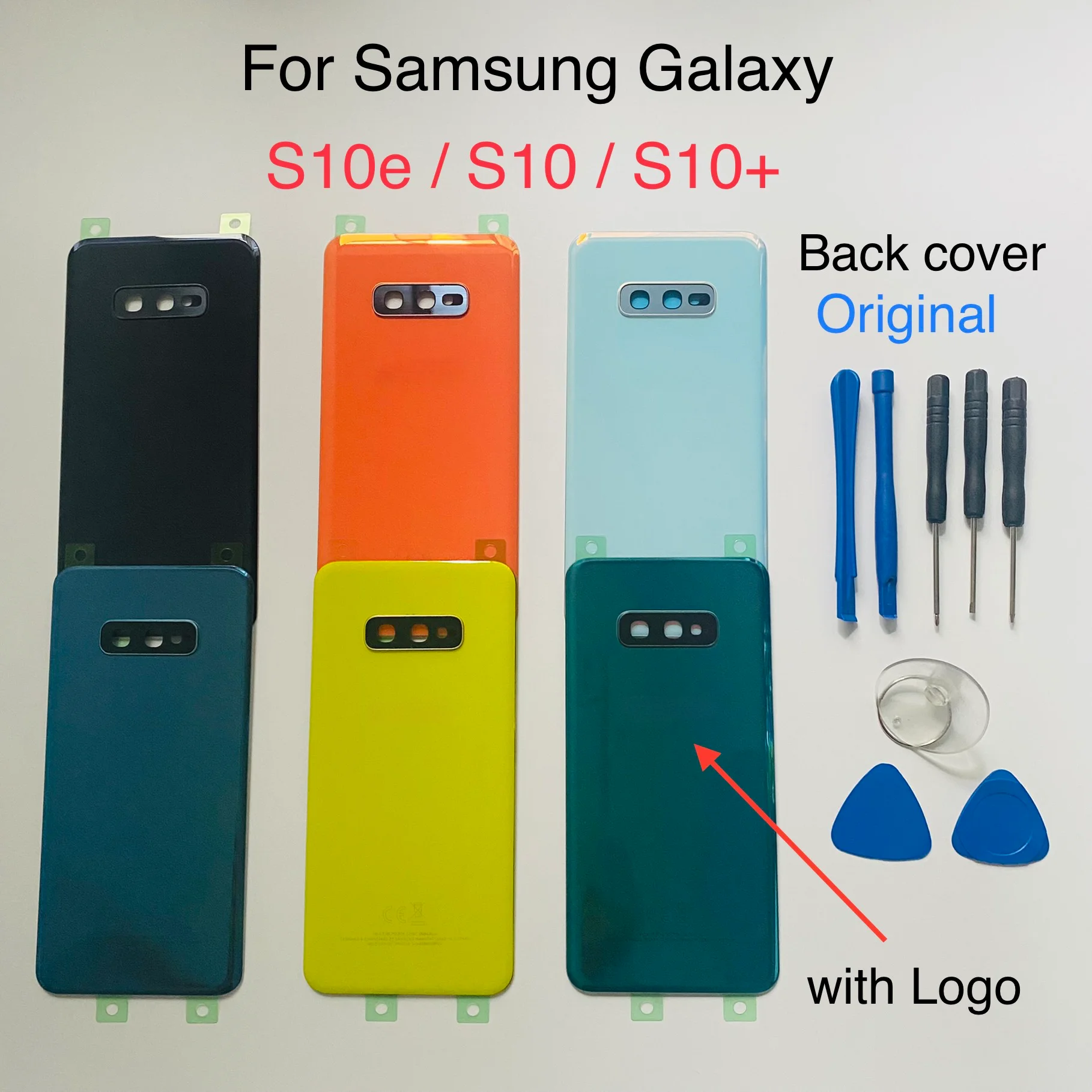 S10 Battery Glass Back Cover For Samsung Galaxy S10 Plus G973 G973F G975 S10e G970 Rear Door Housing Cover sticker