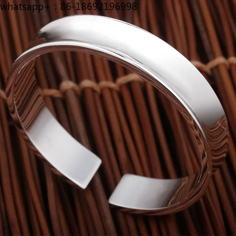 Concave Silver Bracelet Women's 9999 Sterling Silver Wide Edition Solid Opening Personalized Men's Silver Bracelet