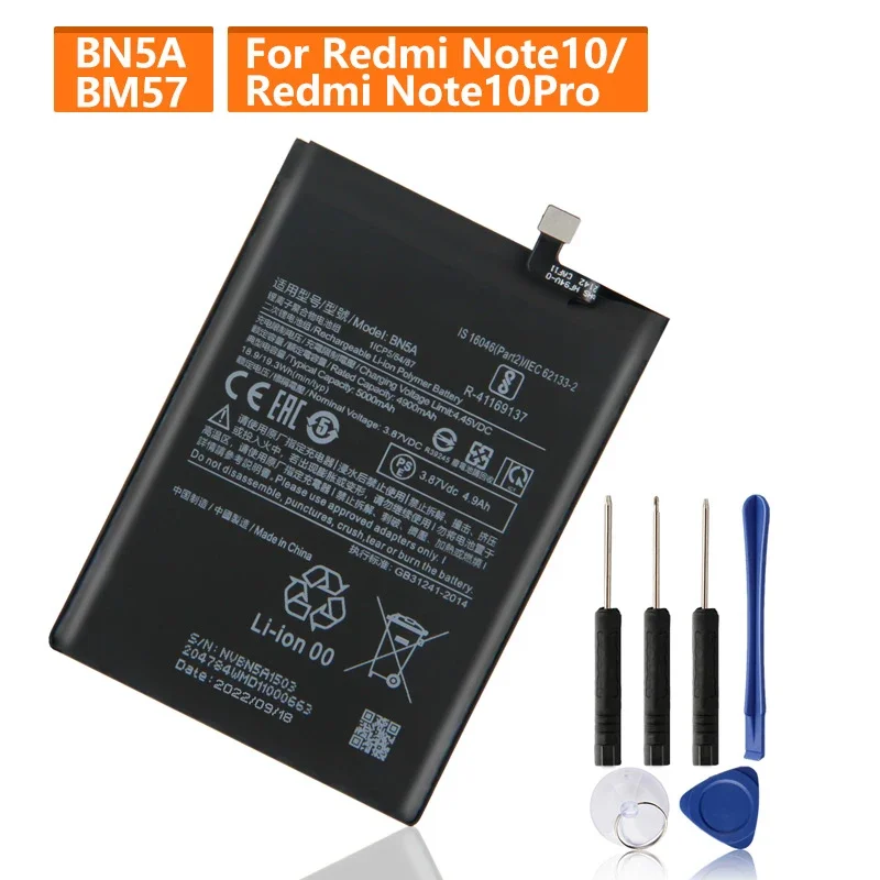 

2024 Production Replacement Battery For Xiaomi Mi Redmi Note10 Pro Note 10 Poco Mi 3Pro BN5A BM57 Phone Battery 5000mAh