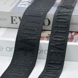 Black Letter Embroidery Rubber Nylon High Elastic Bands For Sewing Handbag diy 30/40mm Elastics Drawstring Clothing Accessories