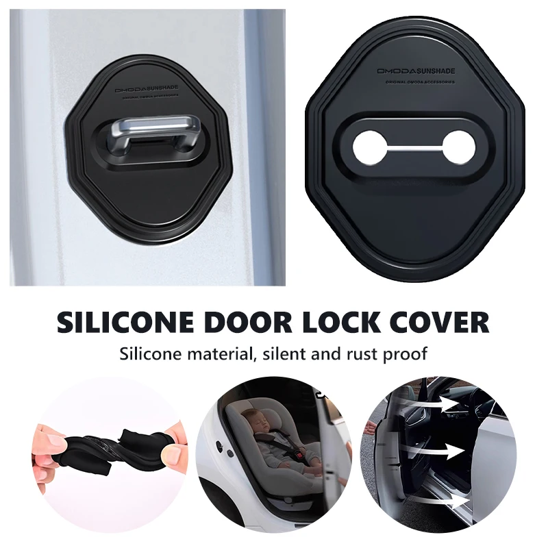 4pcs Car Door Shock Absorber Lock Protector Silicone Latches Cover For Chery Omoda 5 E5 9 C3 C5 C9 C3 EV PRO PHEV FX