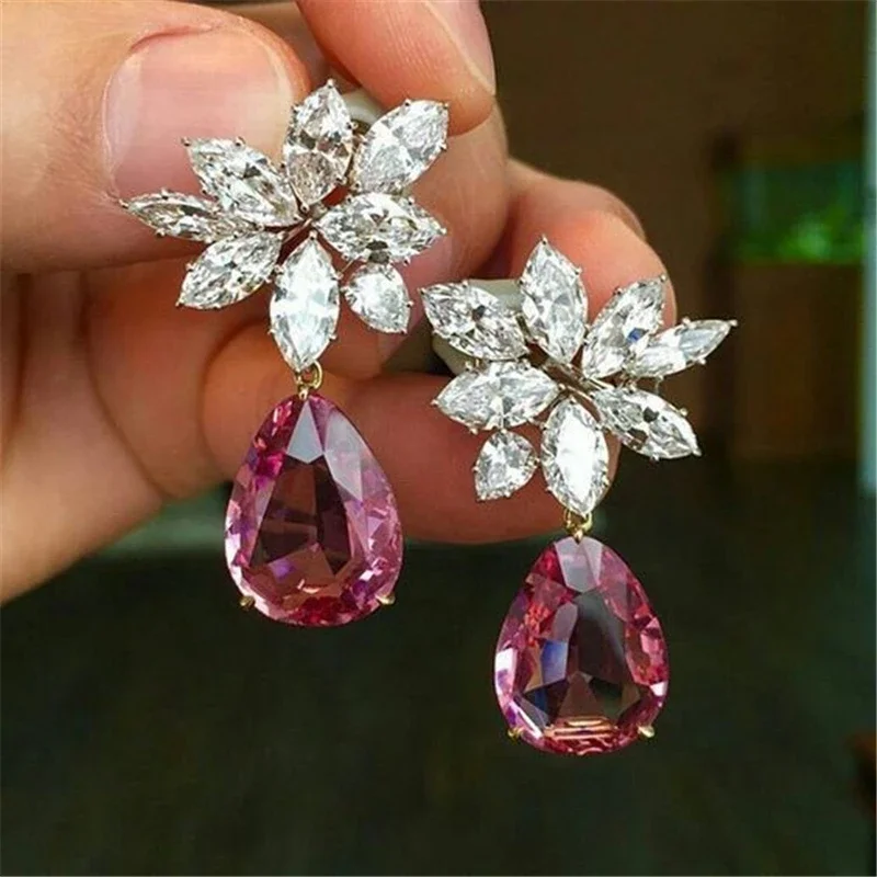 Real Natural Ruby Diamond Earrings for Women S925 Silver Garnet Jewelry Bizuteria Gemstone Earring Aretes De Mujer Oorbellen