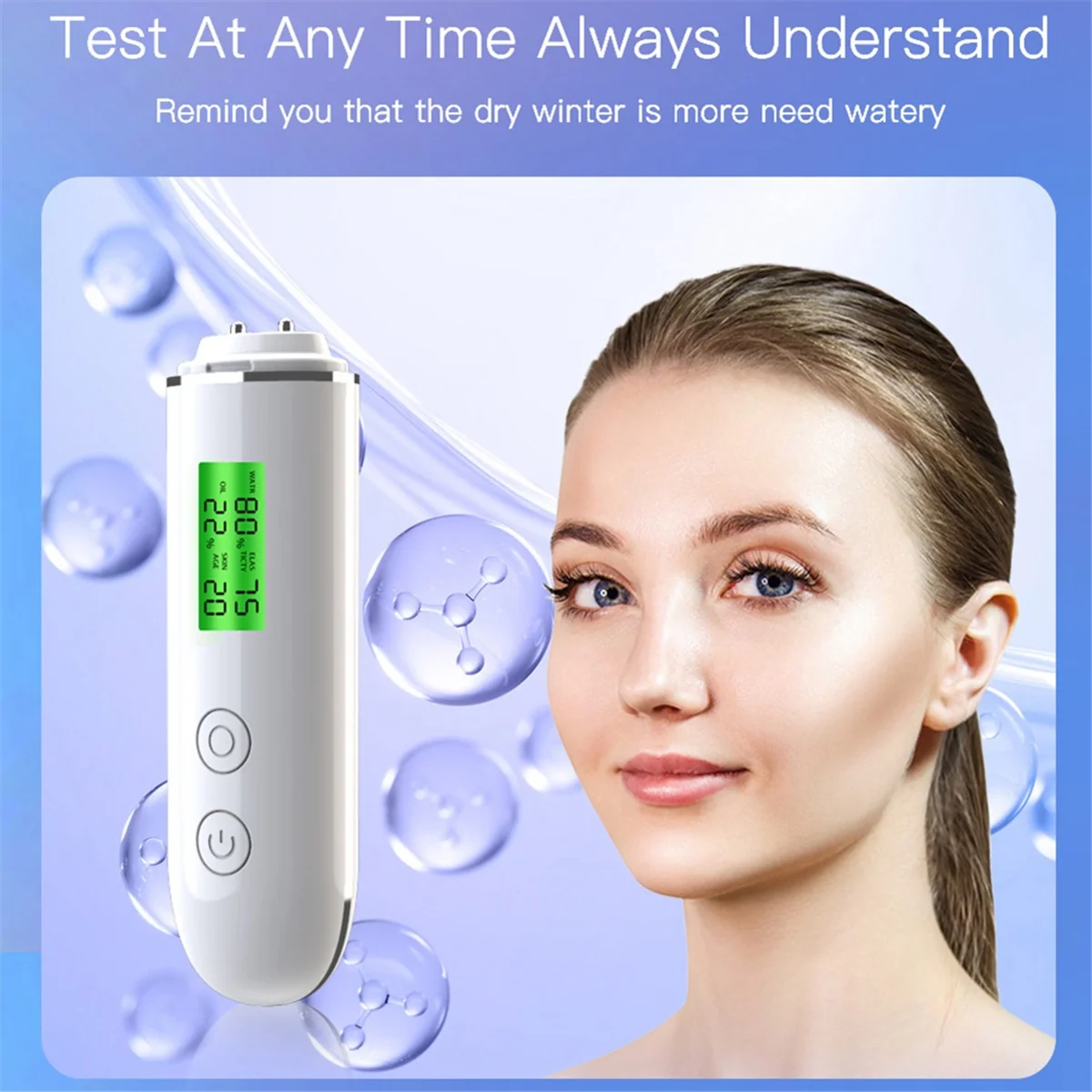 Skin Water Cheek Elastic Skin Age Test Meter Face Skin Moisture&Oil Content Skin Analyzer Fluorescent Agent Detector