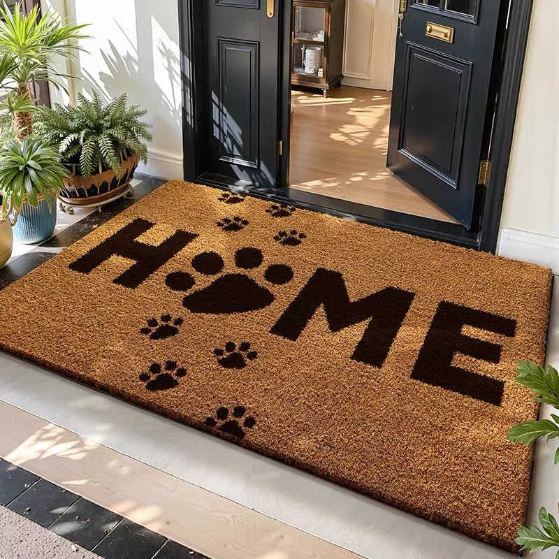 VIKAMA Felpudo de entrada retro americano, antideslizante y resistente al desgaste, felpudo para exteriores que elimina el polvo, alfombra con temática de mascotas