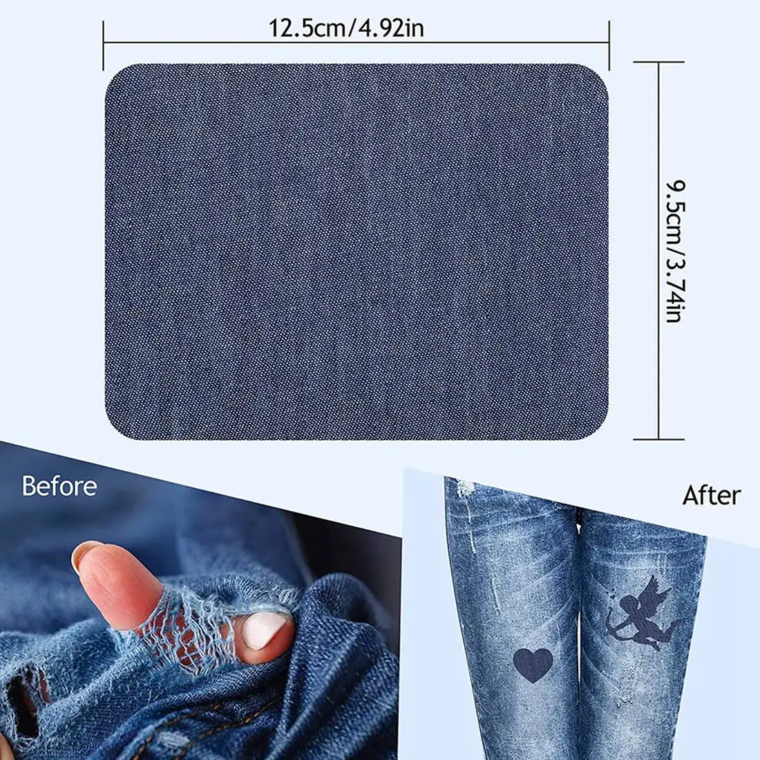 50 Piece Denim Patches Denim Patches Ironing Fabric Patches for Garment Pants Repair Fabrics No Sewing Patches