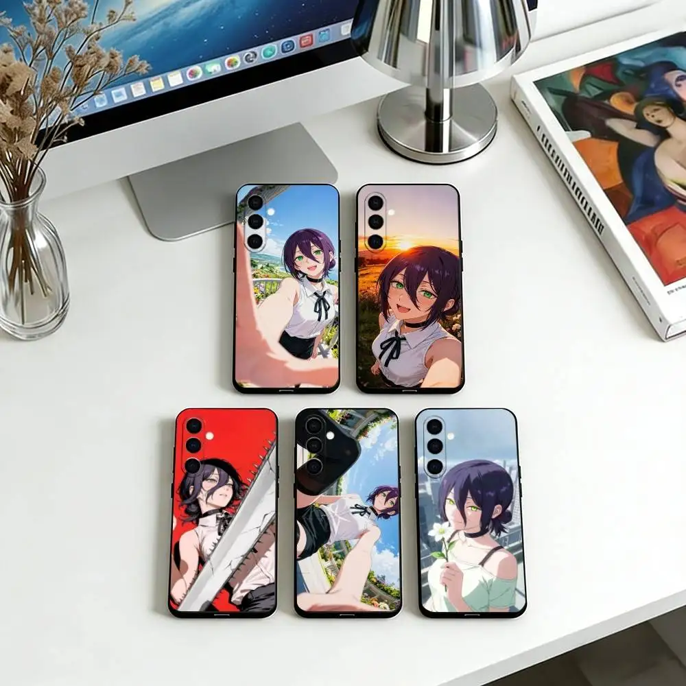 Reze Chainsaw Man Phone Case For Samsung Galaxy A73,A72,A71,A70,A53,A52,A51,Soft Black Cover
