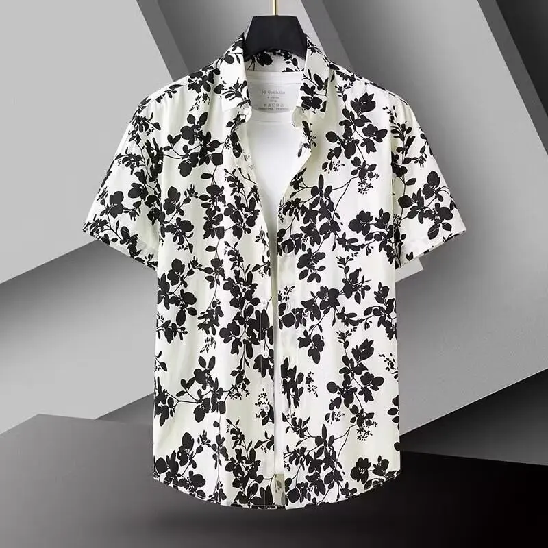 Small floral shirt men's short sleeved summer thin style cool and casual half sleeved inch shirt trendy brand personality