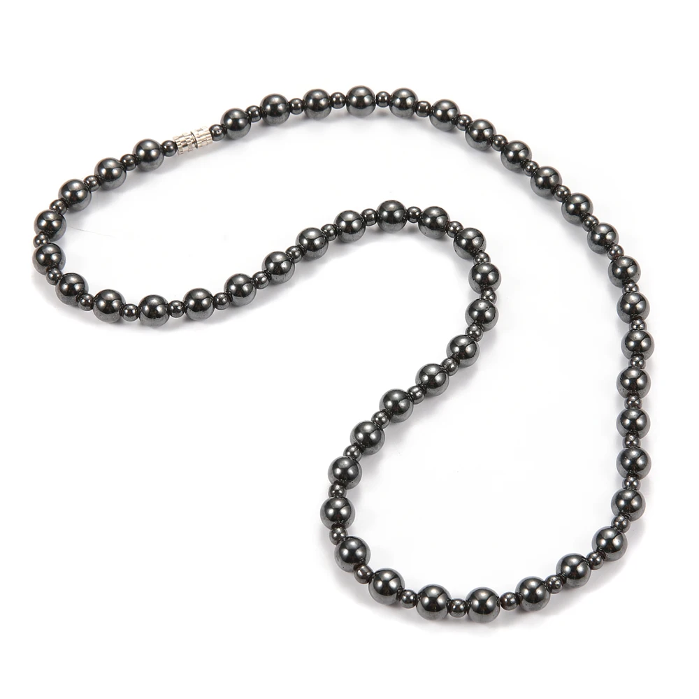 Magnetic Hematite Round Beads 8mm 4mm Necklace for Men and Beads