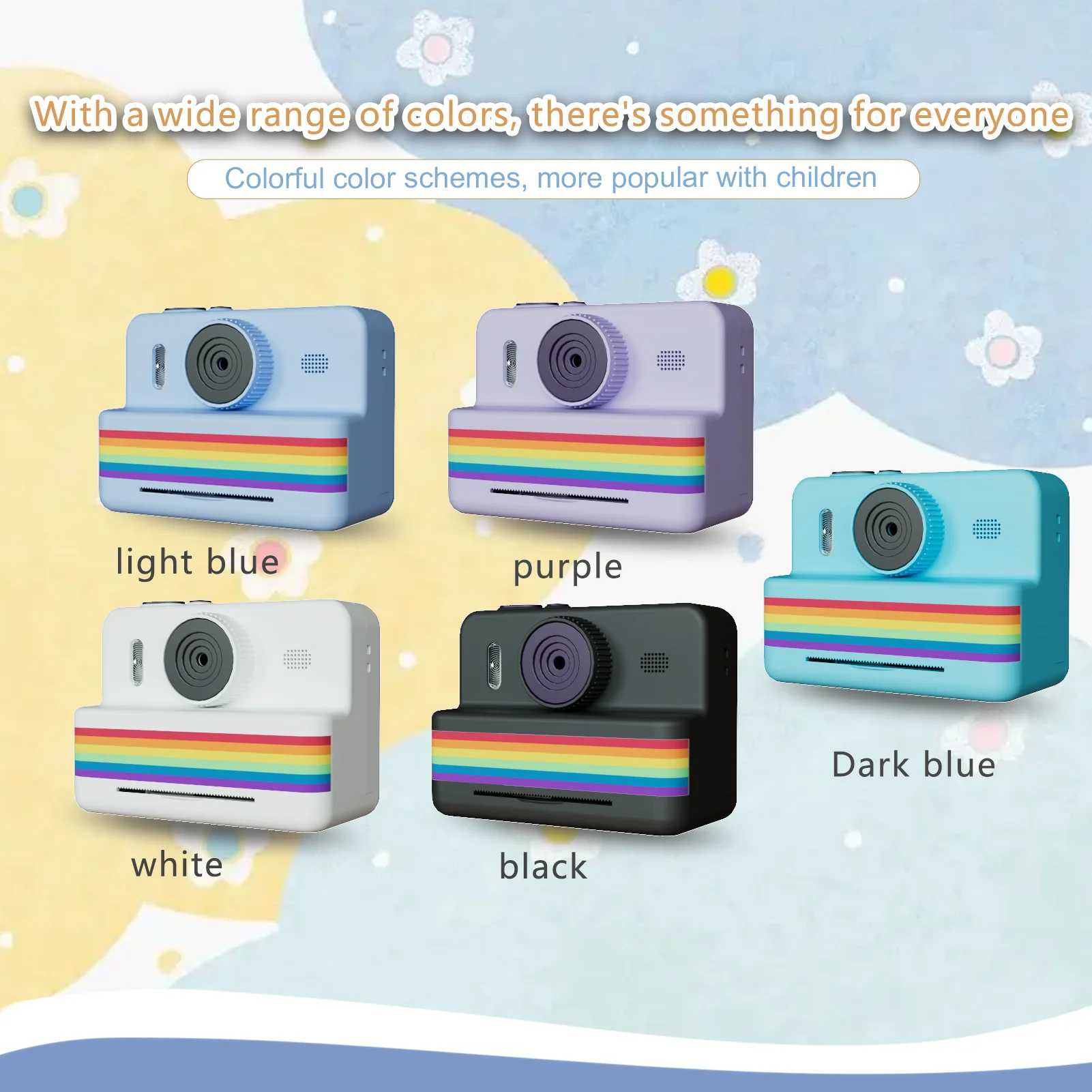 2.8-inch screen instant printing toy camera with 32GB SD card, 3 rolls of printing paper, portable high-definition camera, insta