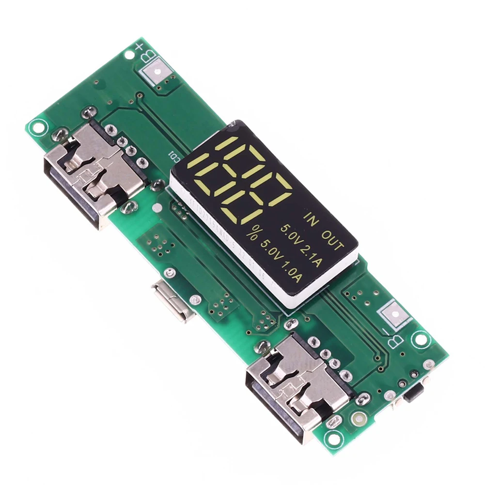 18650 Mobile Power Bank Charging Module with Overcharge LED Display Dual USB Lithium Battery Charger Circuit Protection Board 2A