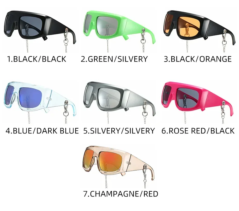 2024 جديد INS المرأة سوبر كبيرة العصرية سلسلة النظارات الشمسية موضة y2k الرجال القيادة يندبروف المرايا كول ظلة المرايا UV400