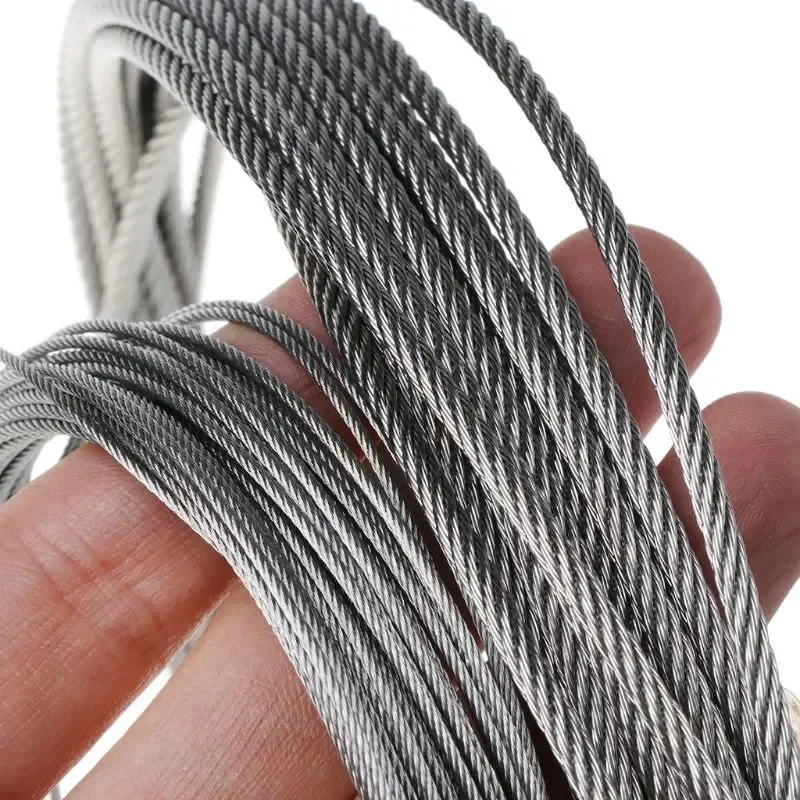 1Roll 5/10M Stainless Steel Wire Rope Soft Fishing Lifting Cable Clothesline Hardware Safety Rope for Outdoors Rigging Railings
