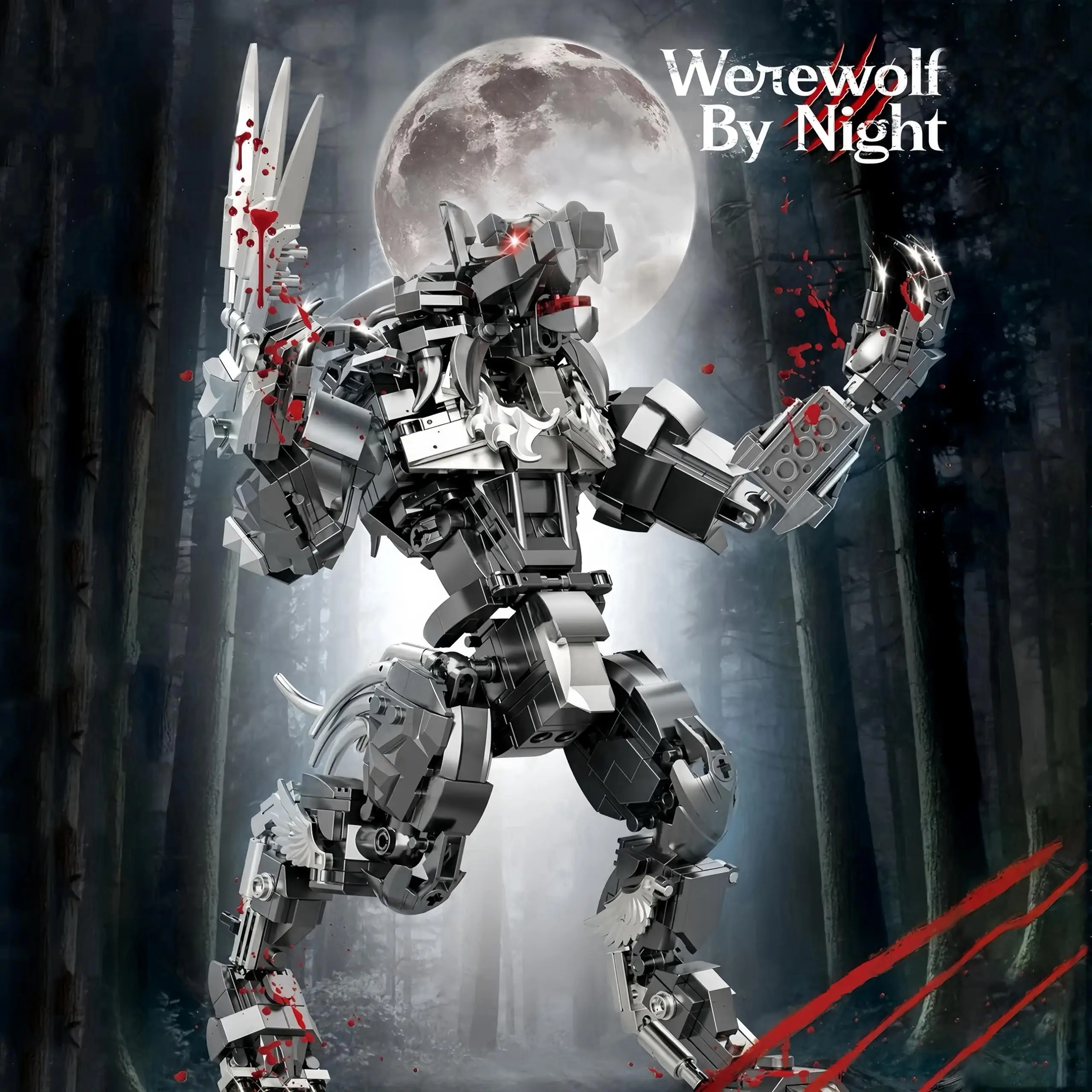 

813PCS Dark Giant Wolf Block Model Mech Children Assembled Educational Toys Ornaments Robots Holiday Gift Hobby Collection