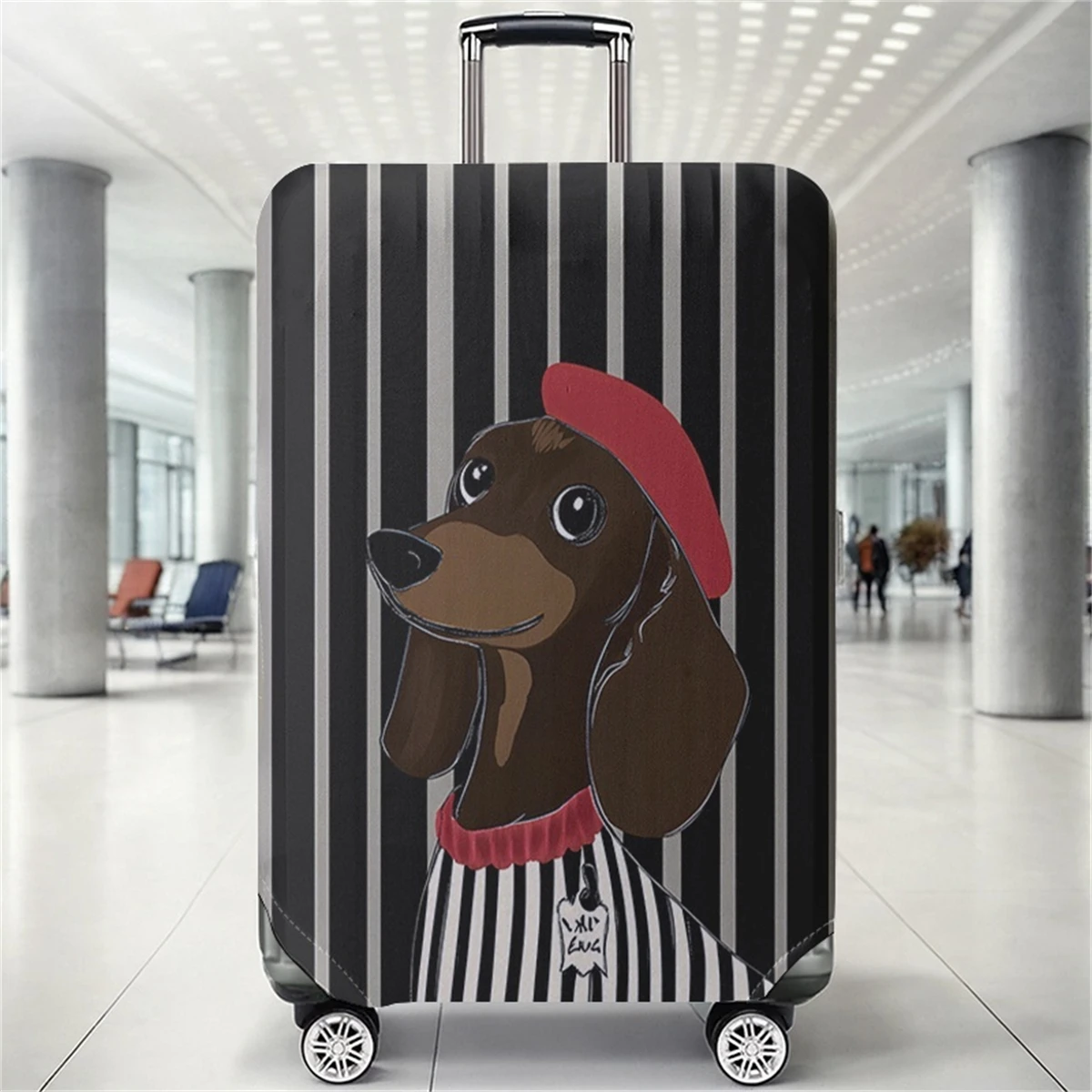 Sausage dog pattern luggage protection cover, suitable for 18-32 inch luggage covers, luggage handle gloves, travel accessories