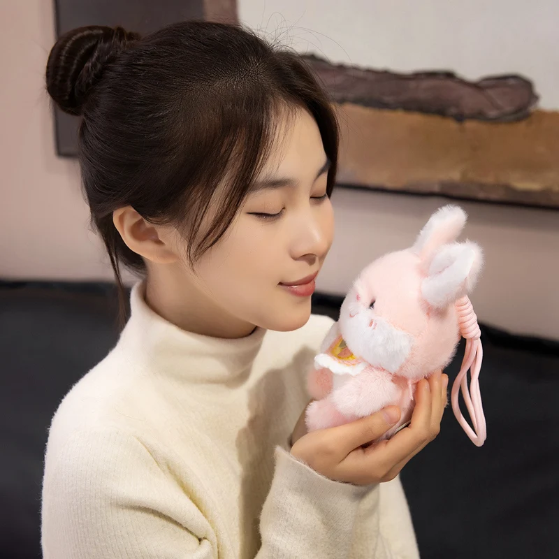 15 سنتيمتر Kawaii الحيوان الصغير أفخم قلادة لينة الباندا الكلب خنزير الأغنام القط مفتاح سلسلة حلقية مع حلقة الإكسسوارات هدية #4