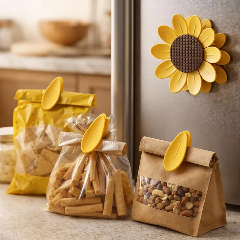 Food Storage Notes - Cute Sunflower Magnetic Food Sealing Clips