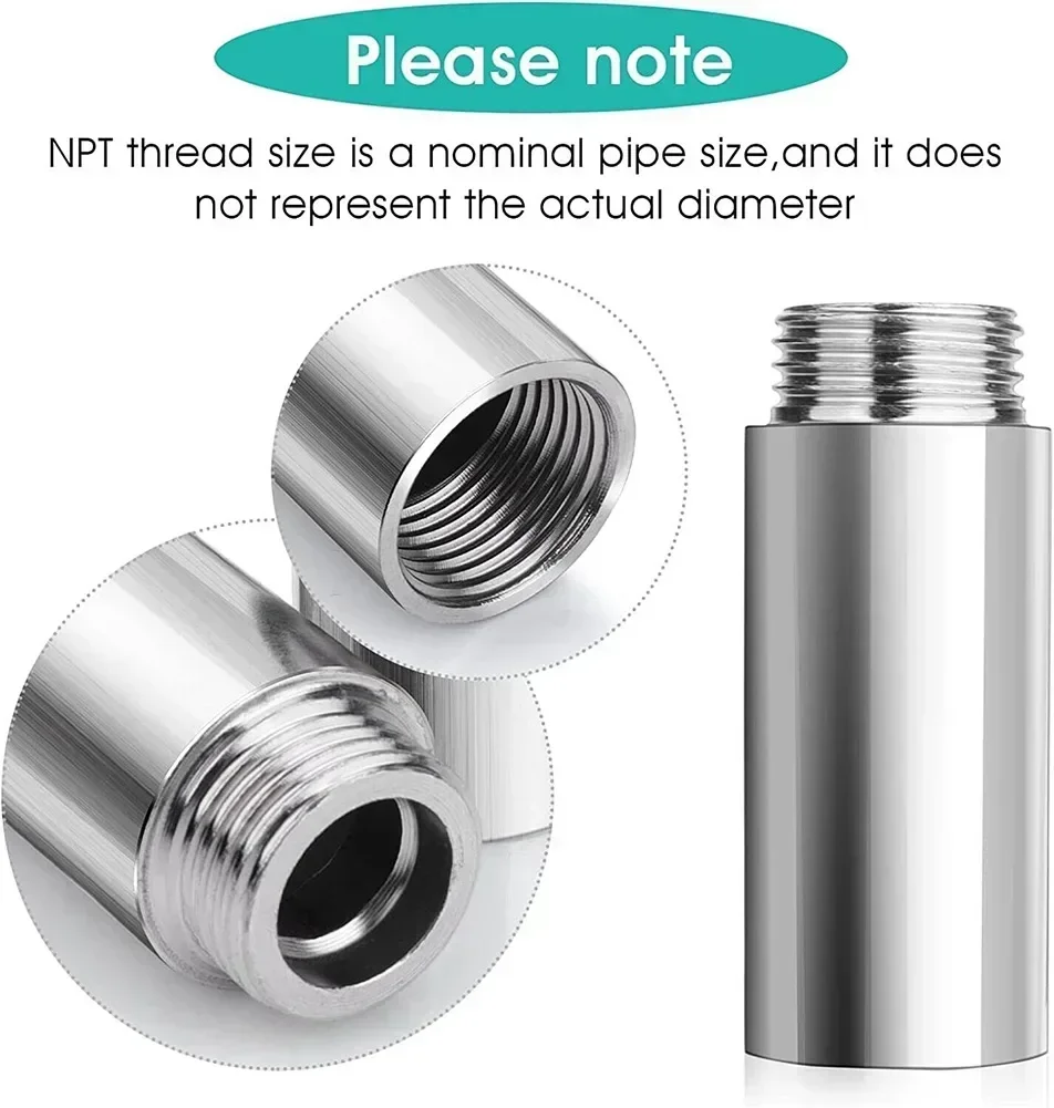 Stainless Steel Tube Extension Pipe Silver 10-60mm Bathroom Accessories Fittings For Water Pipes For Plumbing System
