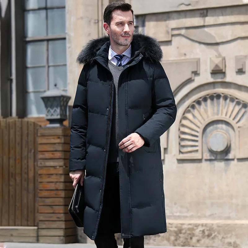 الرجال الشتاء سترات مبطنة سميكة رجل أسفل معاطف السترة سترات طويلة الحشو-30 شتاء دافئ الفراء مقنعين سترة منفوخة HXY297