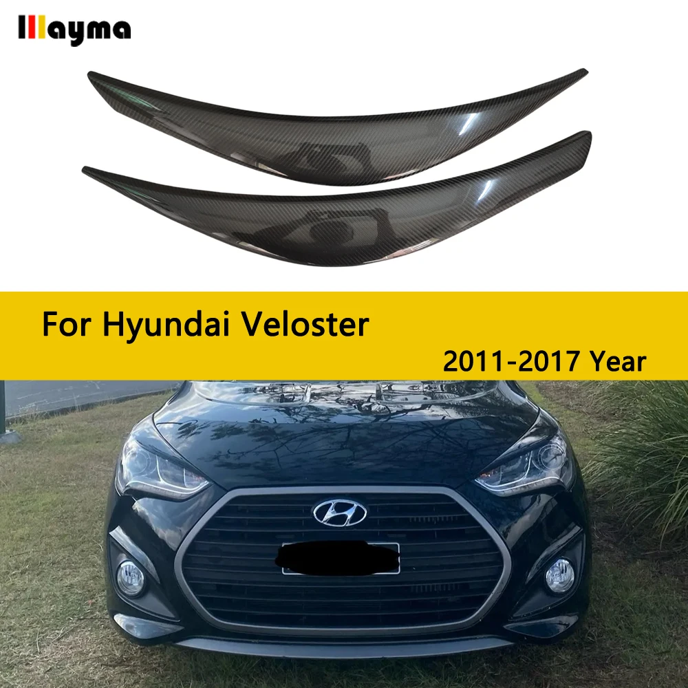 LP Style para Hyundai Veloster 1.6L 1,6 T, Faro de cuerpo ancho de fibra de carbono, cejas CF, parachoques, párpado, Kit de carrocería, cejas, 1 par