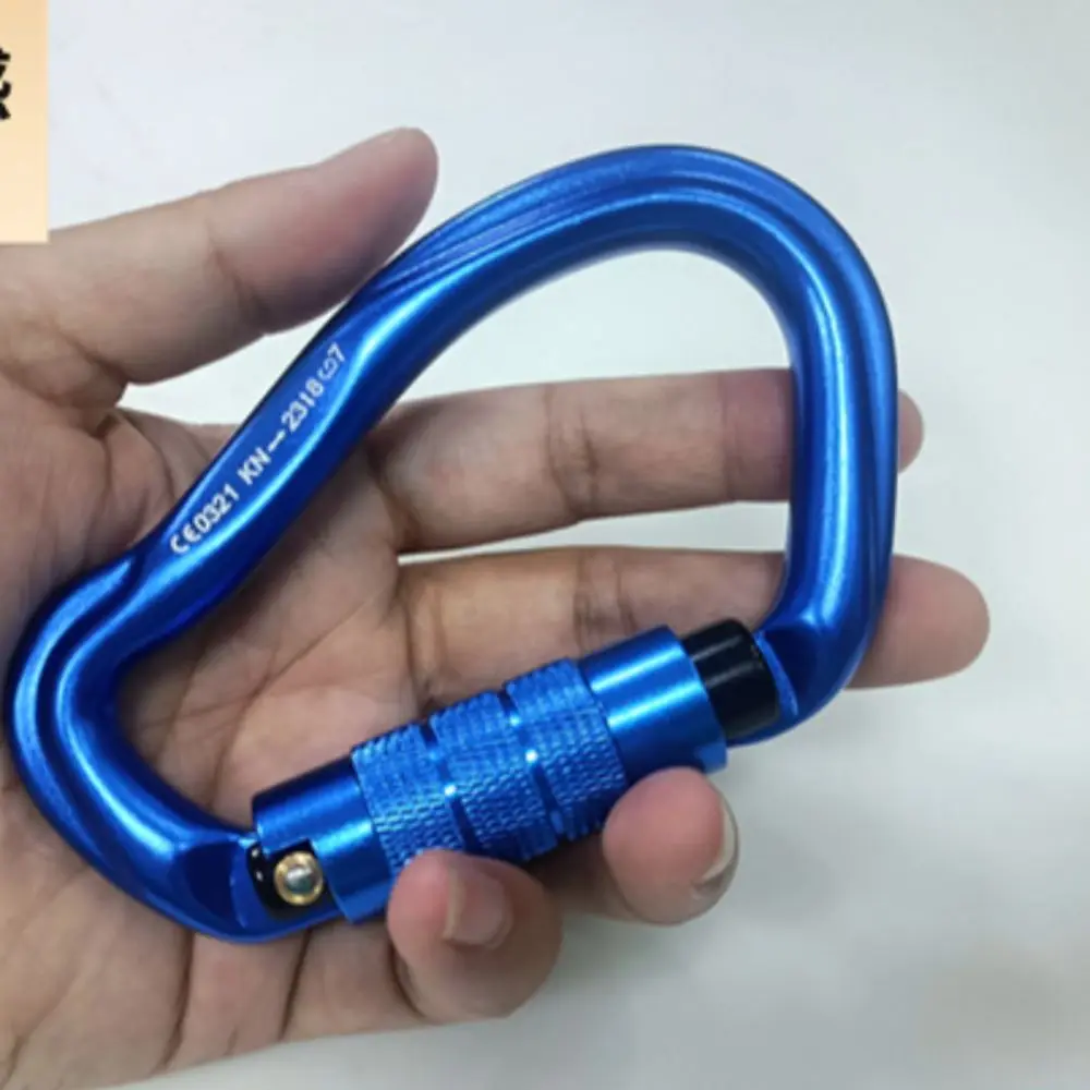 

7075 Aviation Aluminum Safety Auto Lock Buckle 23KN Electrophoresis Professional Carabiner Rappelling Protect