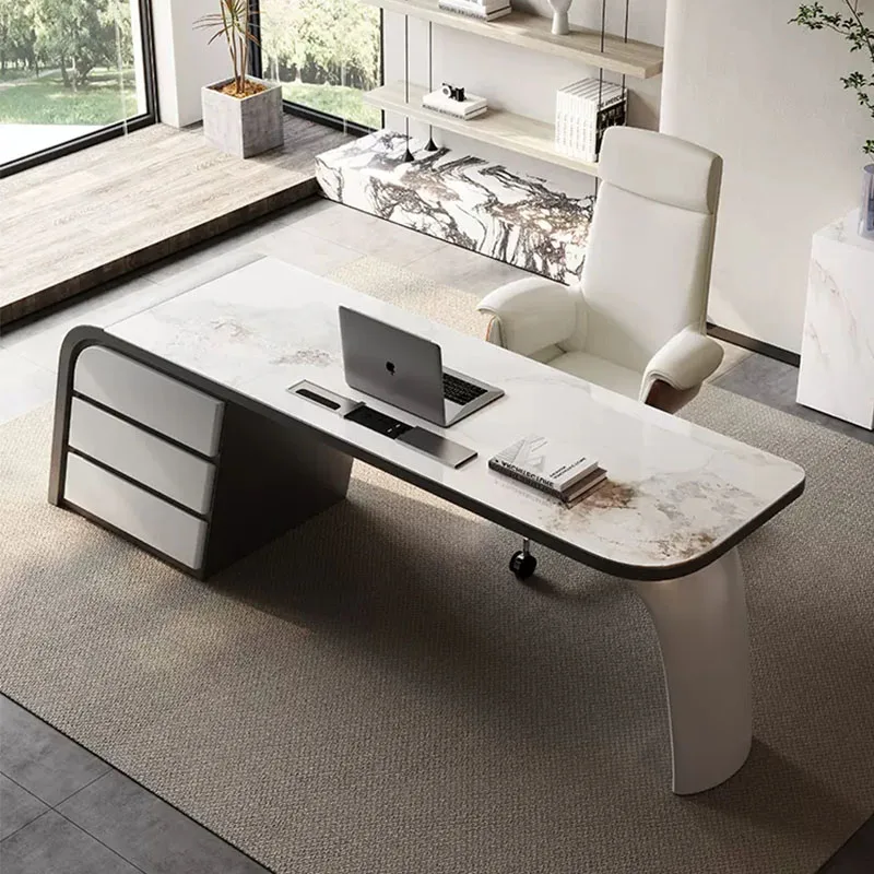 Luxury Modern Office Desk Reception Storage L Shaped Shelf Computer Desks Corner Drawers Mesa De Computador Theater Furniture