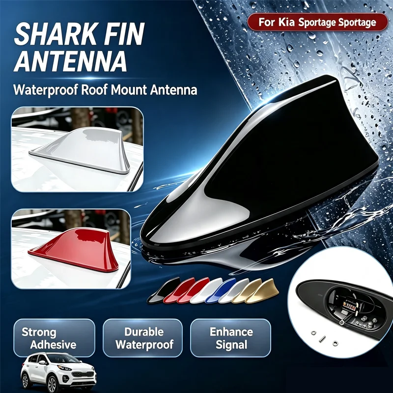 For Kia Sportage, Shark Fin FM/AM Antenna – Waterproof Signal Booster & Super Aerial with Enhanced Reception.