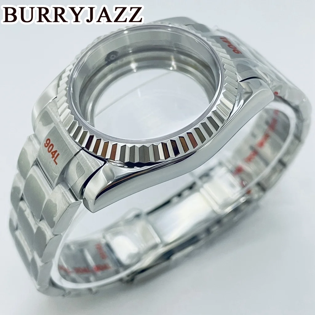 BURRYJAZZ  36mm 40mm Case NH34 NH35 NH36 PT5000 ETA2824 Watch Case Silver Waterproof With Sapphire Crysta