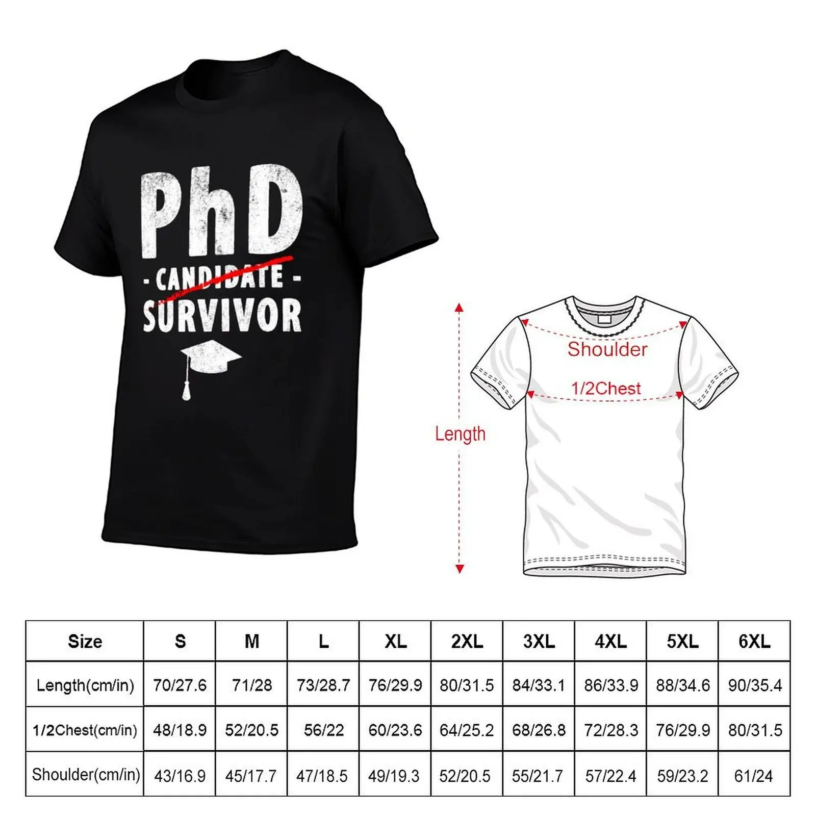 PhD Candidate Survivor - PhD Graduation T-Shirt Gym Exercise Short Sleeve T-Shirt view 2