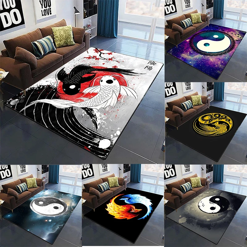 Moderne chinesische Koi Tai Chi acht Trigramme Yin Yang Muster chinesische kulturelle Elemente Thema Wohnzimmer Teppich Schlafzimmer Teppich