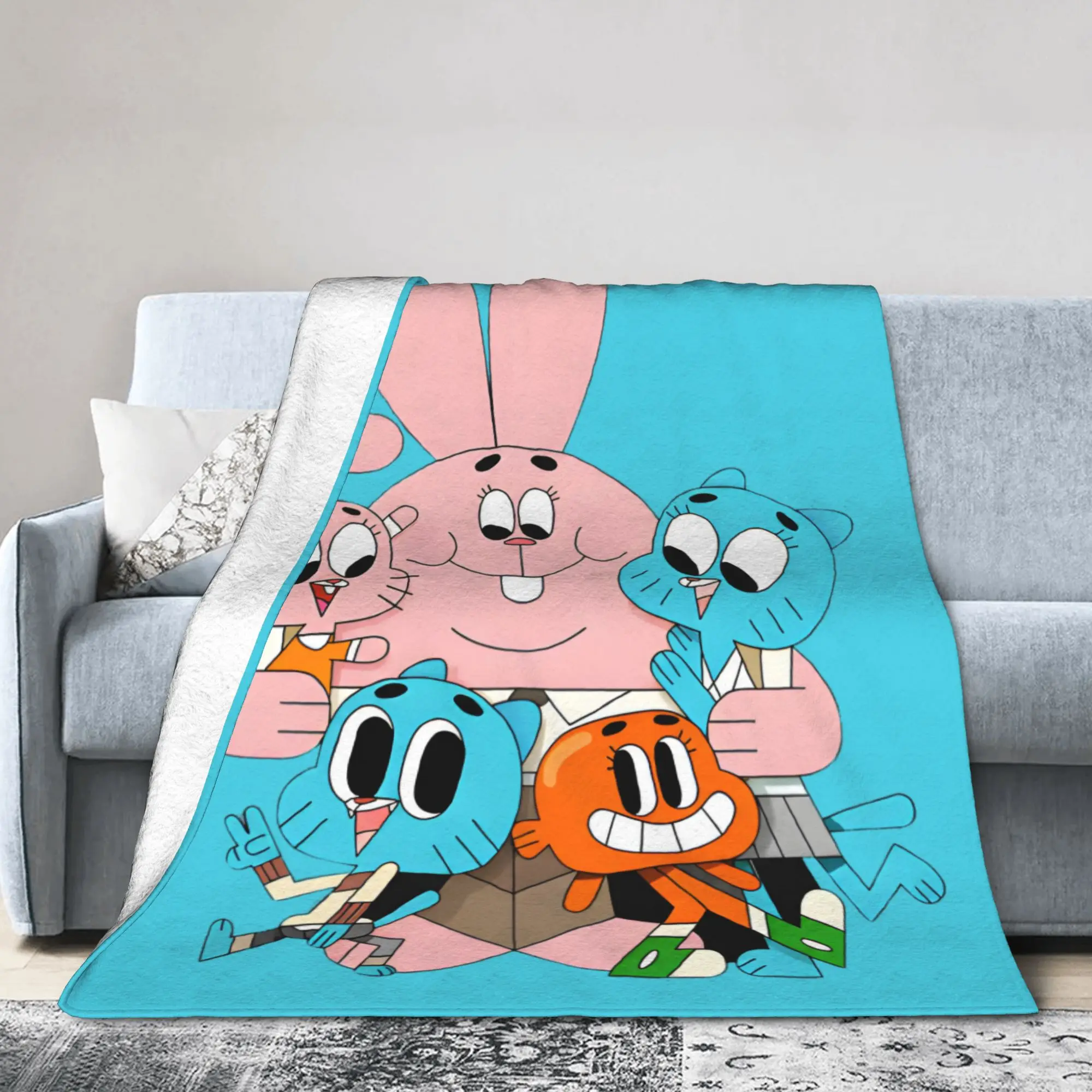 Gum Ball Cartoon  Flannel Blanket  Awesome Throw Blanket for  Sofa Bedding Lounge 200x150cm Rug Piece