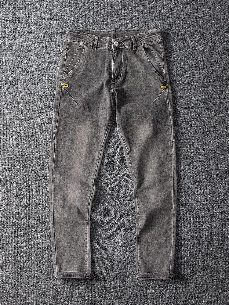 

Летние тонкие джинсы для мужчин 2024, новые, облегающие, укороченные (9/10 длины), в корейском стиле, модные, универсальные брюки, молодежные джинсы.