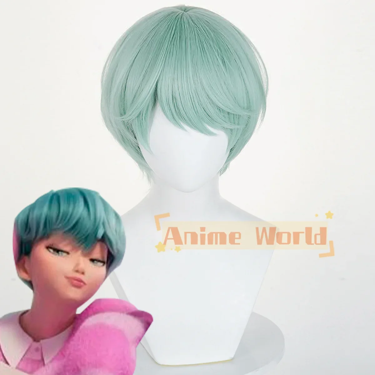 

Kpop Demon Hunters Saja Boys Baby Saja Green Косплей Парик Парики на Хэллоуин