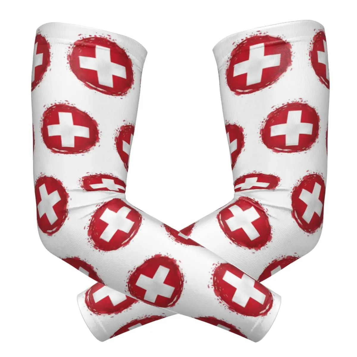 

Swiss Switzerland Flag Outdoor Arm Sleeves Sun UV Protection Cover Summer Cycling Tattoo Sleeves