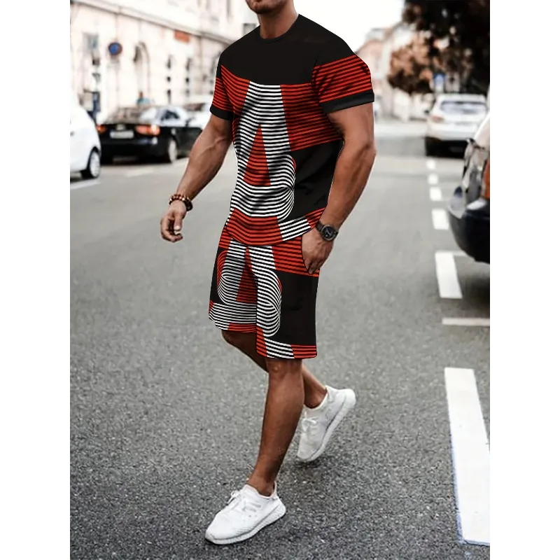 

Summer 2025 Leisure 3D Printing Set Sports Breathable Outdoor Leisure T-shirt Shorts Two-piece Set Casual and Comfortable