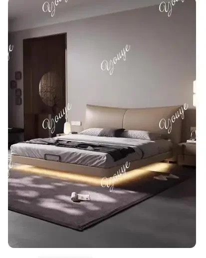 

N49 Modern Luxury Double Bed Black Leather Italian King Size Bed Frame Full Size Camas Matrimonial Queen Size Bedroom Set Furnit