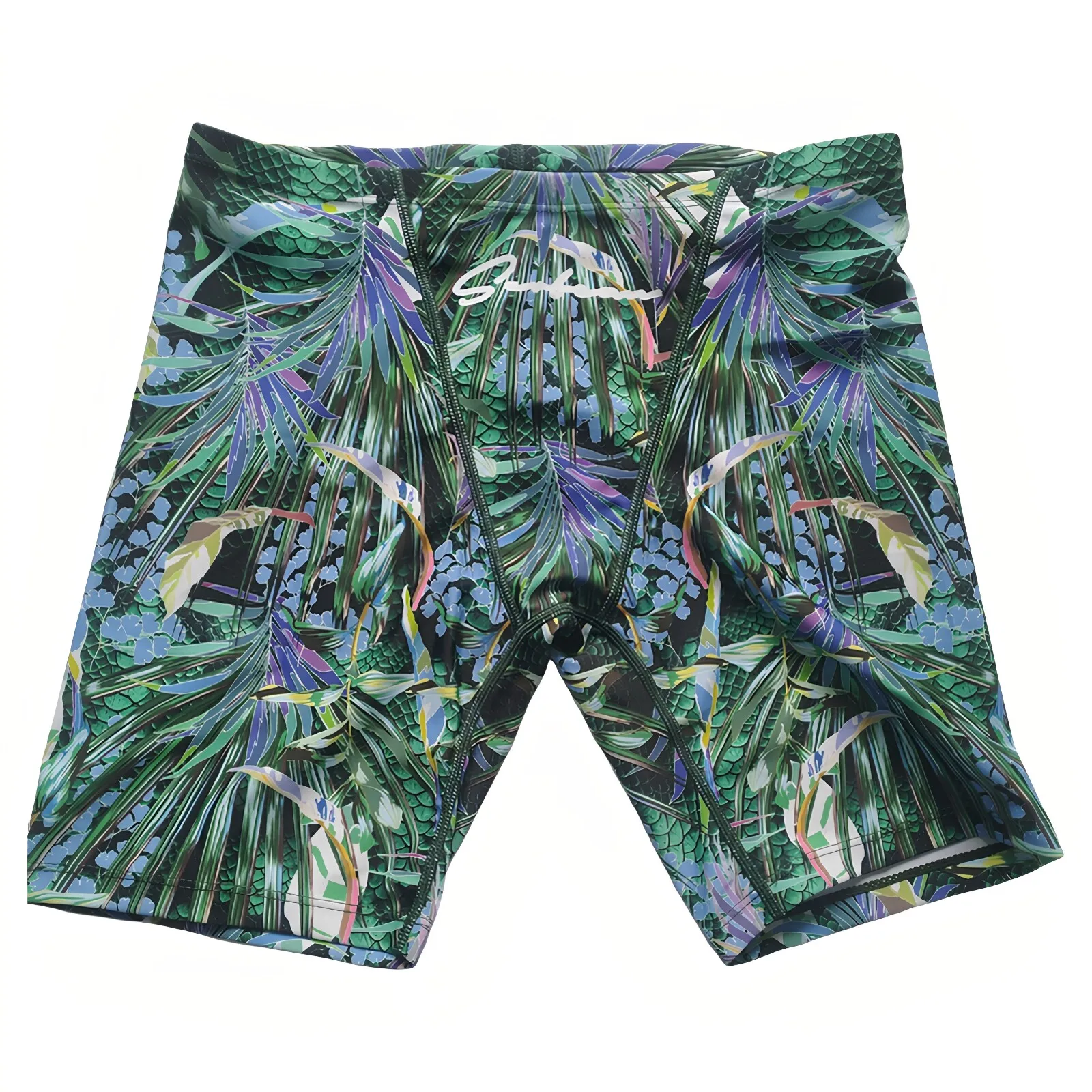 SEOBEAN Men's Tropical Jungle Print Board Shorts Long Leg Swim Trunks Beach Swimwear Boxers
